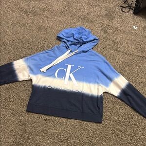 Calvin Klein Blue and White Hoodie